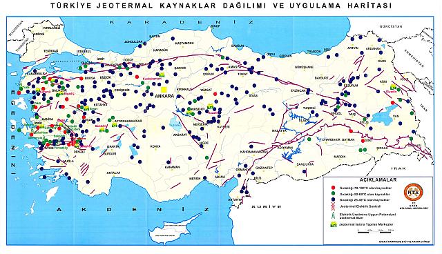 türkiye jeotermal kaynaklar ve uygulaam haritası
